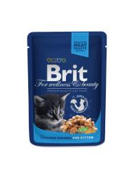 Brit Premium Cat Pouch with Chicken Chunks for Kitten 100 g