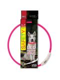 Dog Fantasy Obojek LED nylon M/L růžový 65 cm