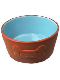 Dog Fantasy Keramická miska Food cihlová/modrá 16,5x8 cm 750 ml