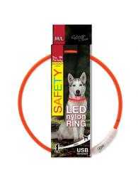 Dog Fantasy Obojek LED nylon M/L oranžový 65 cm