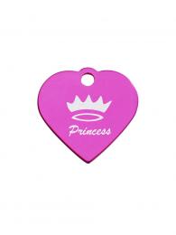 Psí známka Srdce malé růžové - Princess 25x24 mm