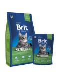 Brit Premium Cat Sterilised 300 g + kapsička Chicken Slices ZDARMA