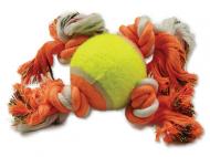 Dog Fantasy Hračka 4 knoty+tenisák oranžovo-bílá