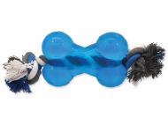 Dog Fantasy Hračka STRONG kost guma s provazem modrá 13.9 cm