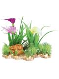 Trixie Plastová akvarijní rostlina s květy na podstavci 13 cm
